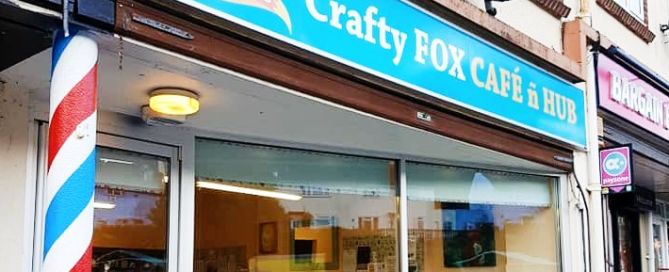 the outside of the crafty fox cafe in Paignton